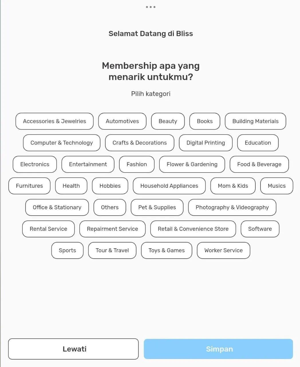 registrasi akun Bliss customer